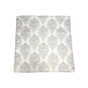 John Robshaw Linen Blend Euro Sham 26x26 Silver Metallic Block Print Zipper